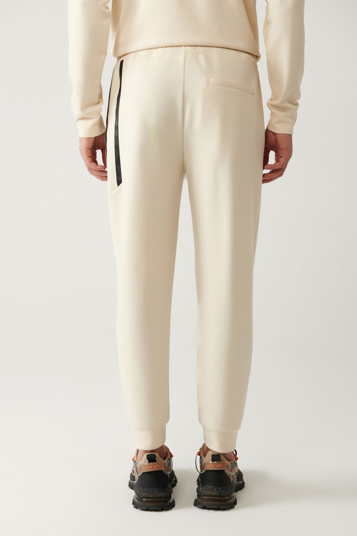 Men's Beige Interlok Waist Laccked Cotton Tracksuit Six A41y3408
