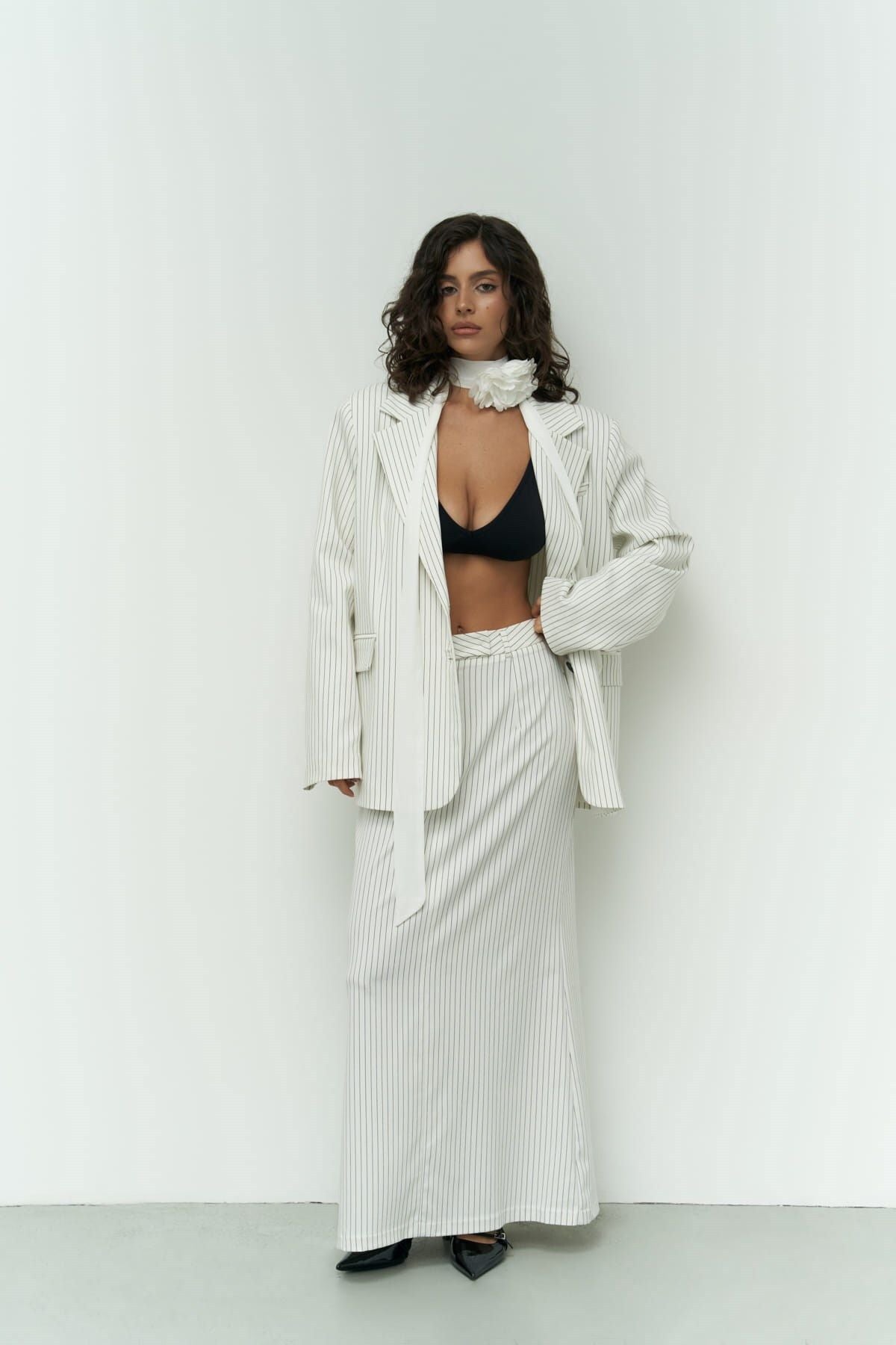 Bruno striped ecru skirt