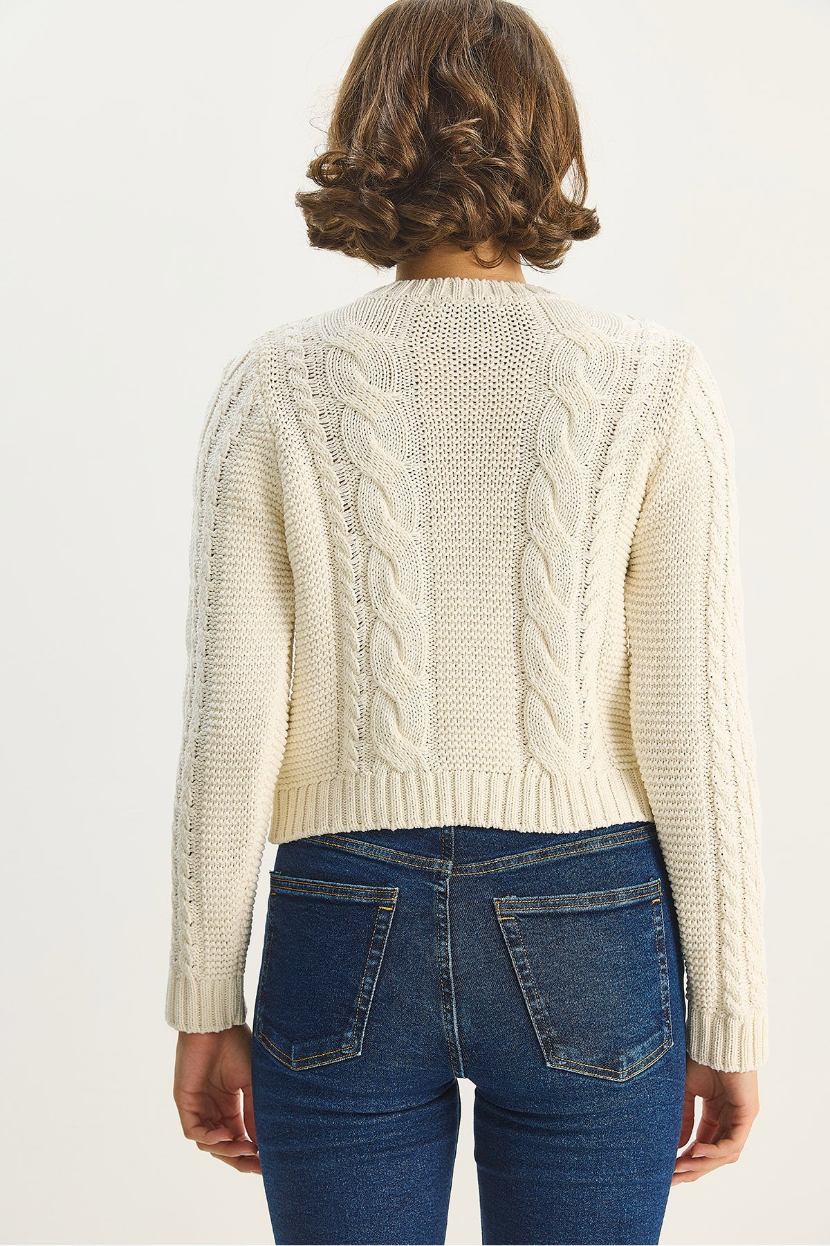 Women's Crew Neck Hair Knitted Flower Button Accessory Knitwear Cardigan 4986 60283706