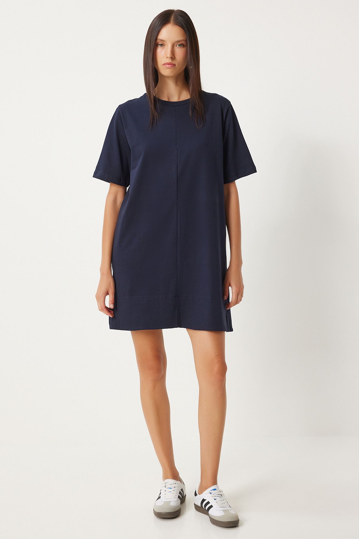 Female navy blue bike collar daily combed dress bp00166