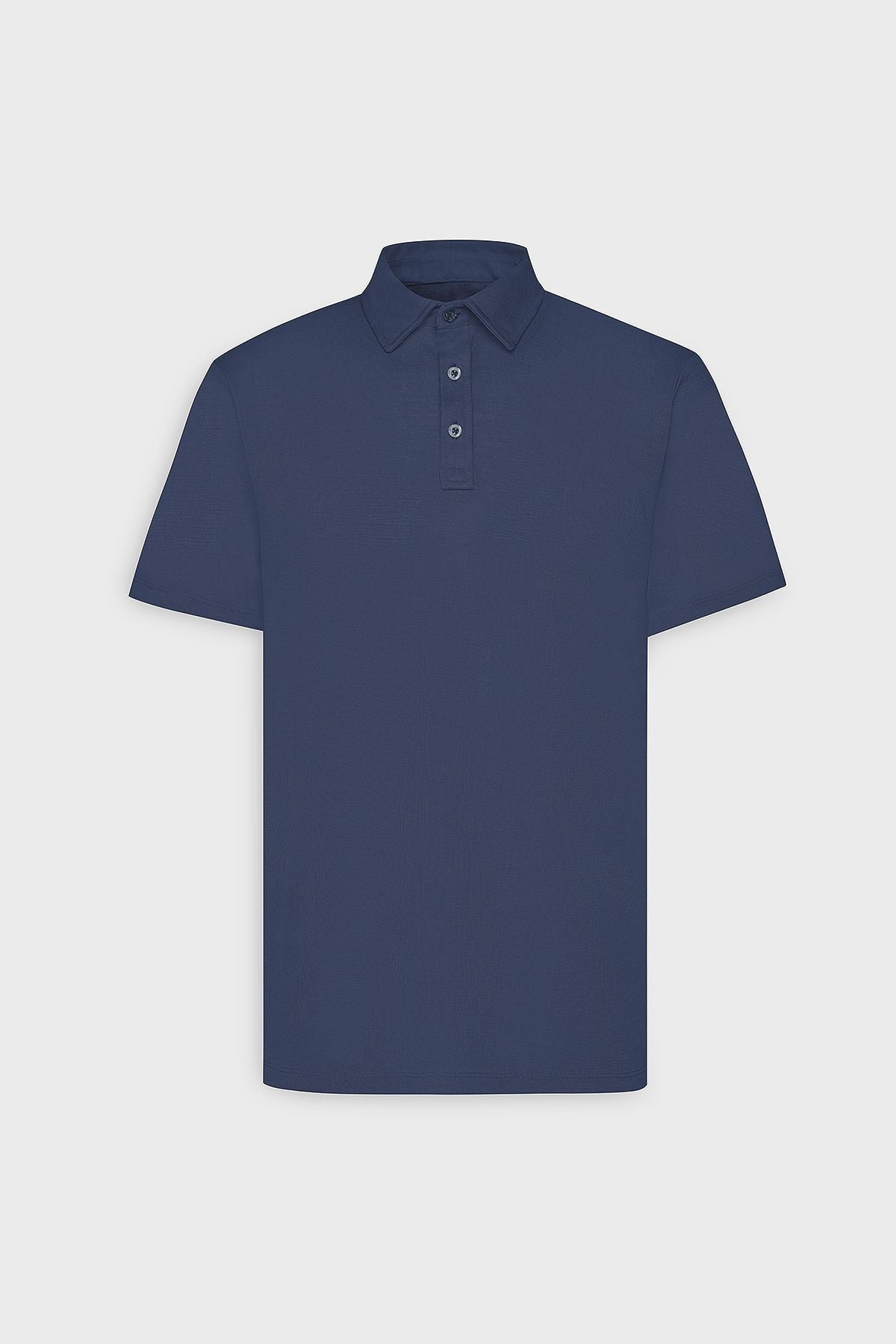 Men's navy blue slim fit narrow cut polo collar flat casual T -shirt