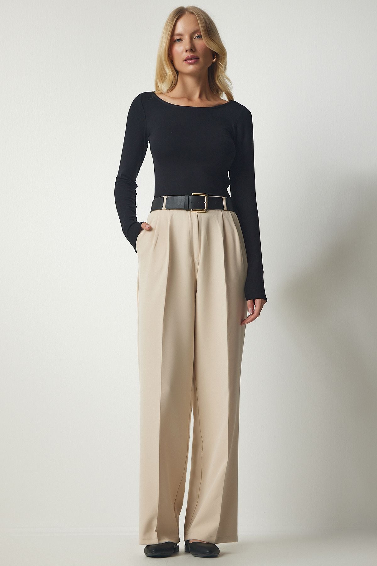 PALAZZO Pants with Women's Cream Pocket DW00001