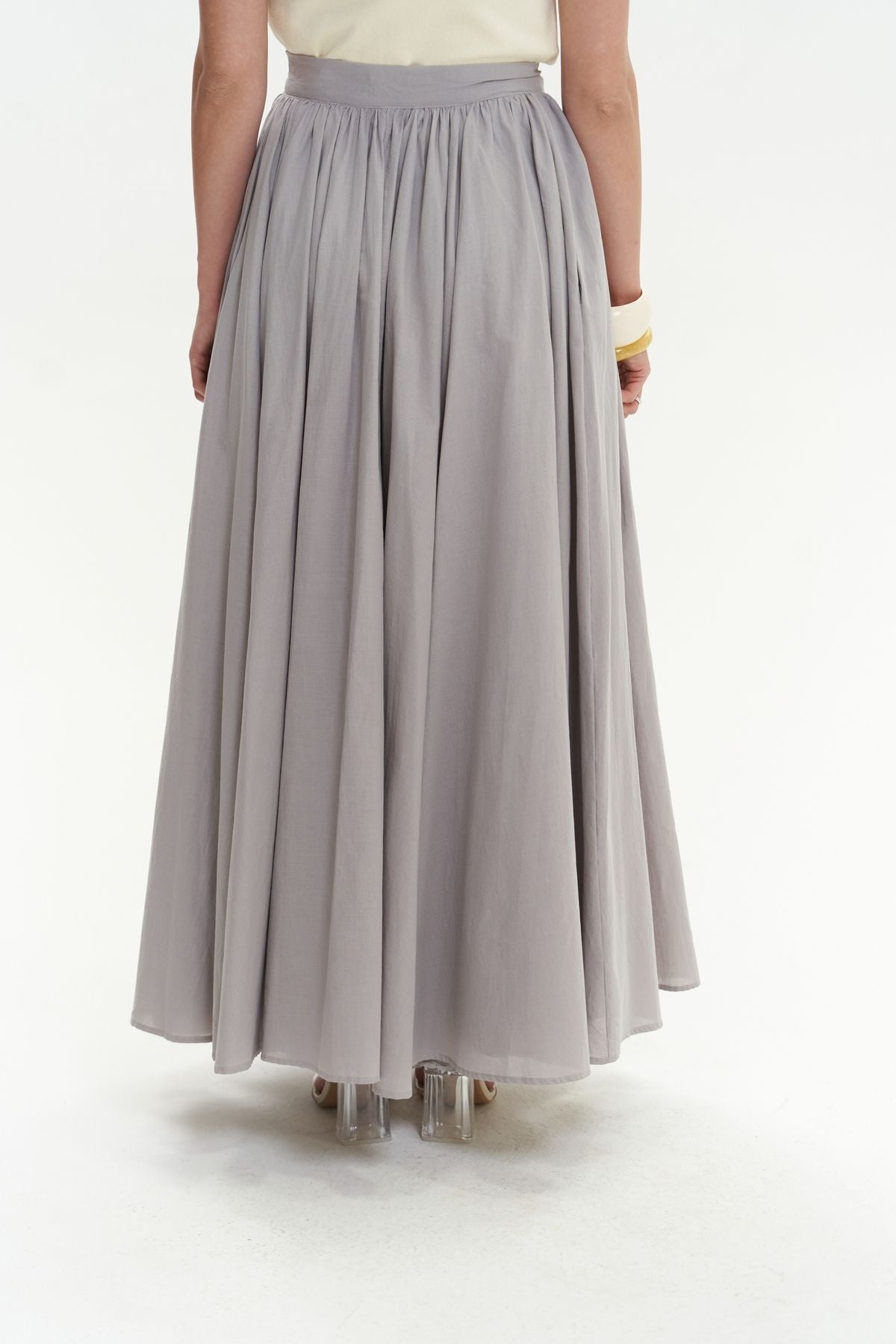 Faylinn Pleeled Long Gray Skirt