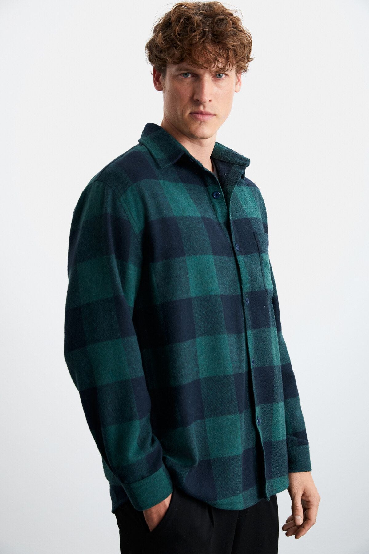 WILby Men's Cotton-Polyester Shirt Yaka Relaxed Wooden Green Shirt