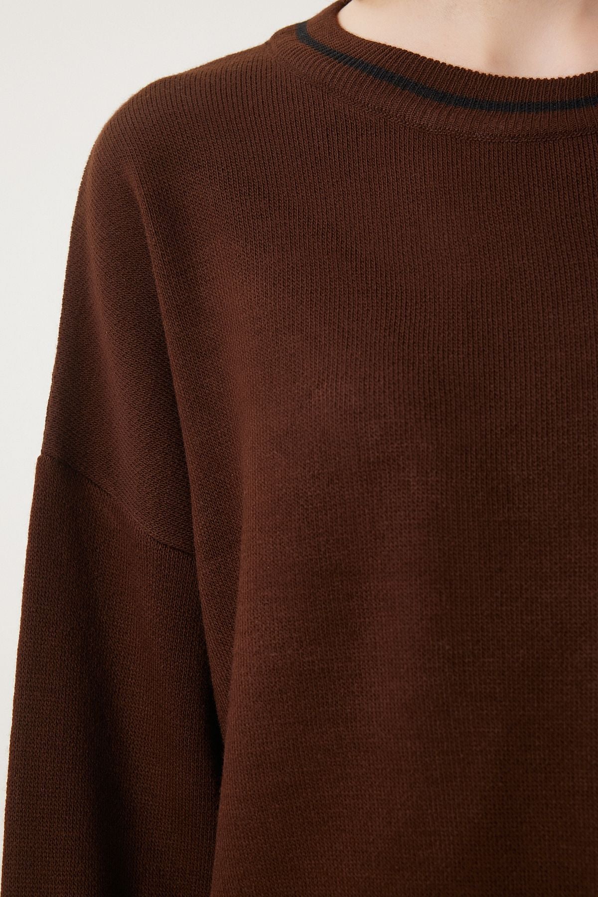 Female Brown Basic Knitwear Sweater PF00010