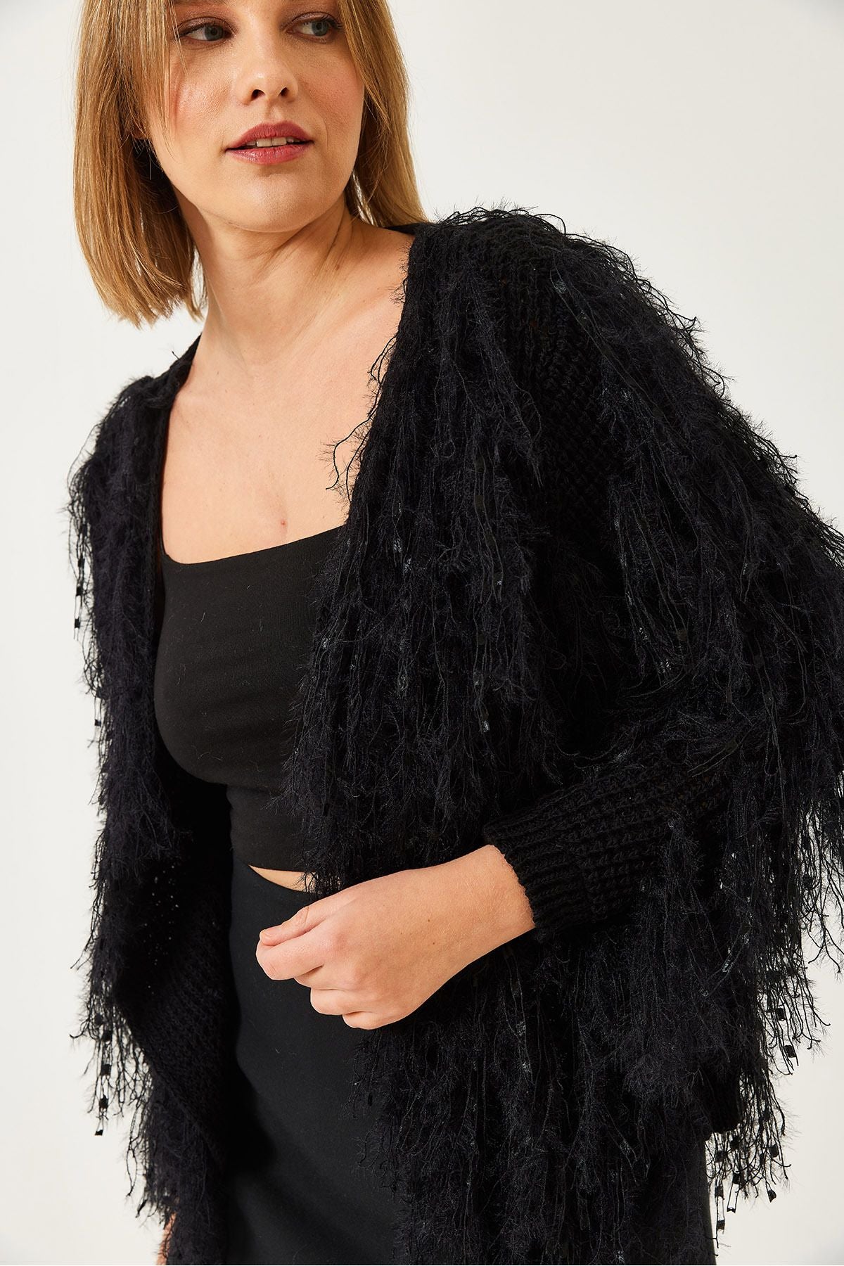 Female fringed knitwear cardigan 20246249