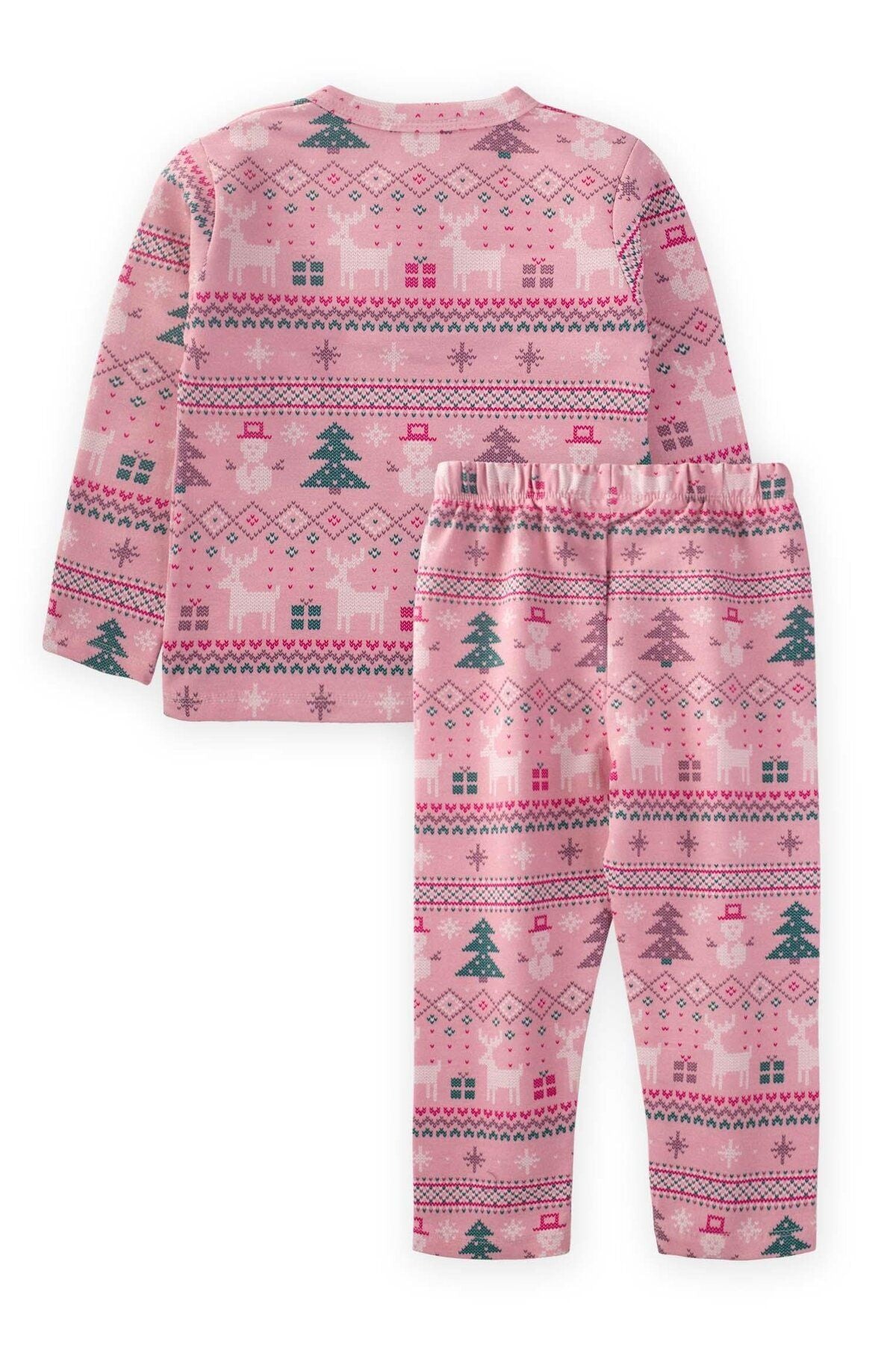 Snow Themed Pajama Set 1-9 Age Pink