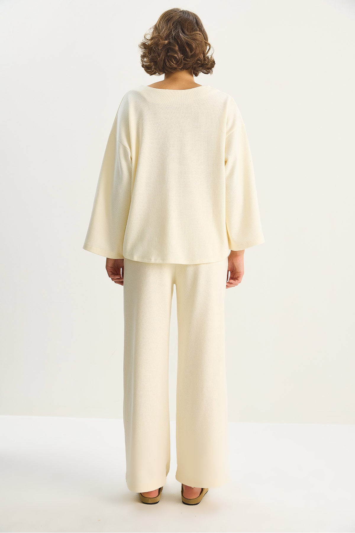 Women's Tie Detailed Kimono High Waist Loose Pants Thessaloniki Suit 7028 60283640