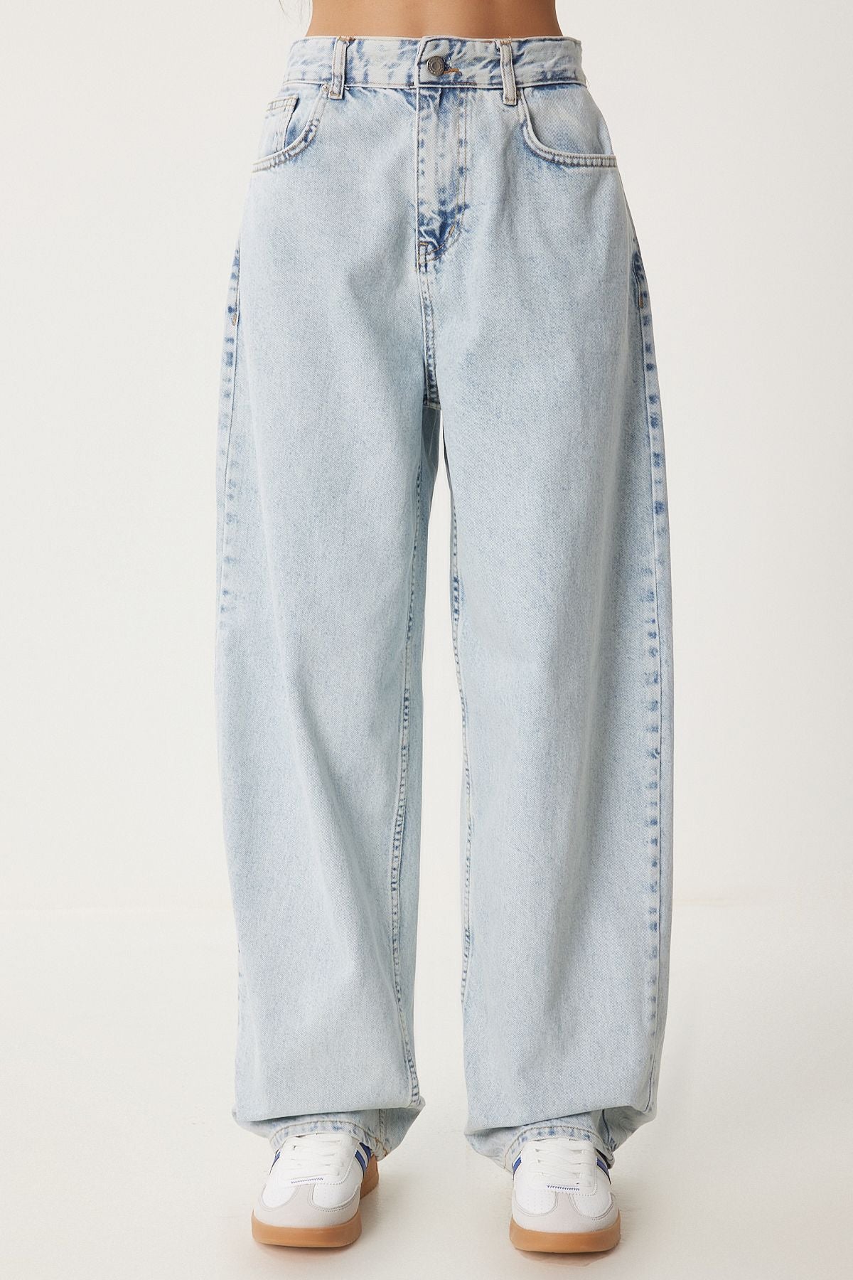 WOMEN'S BLUE BLUE HIGH BEL BAGGY JEANS RI00004