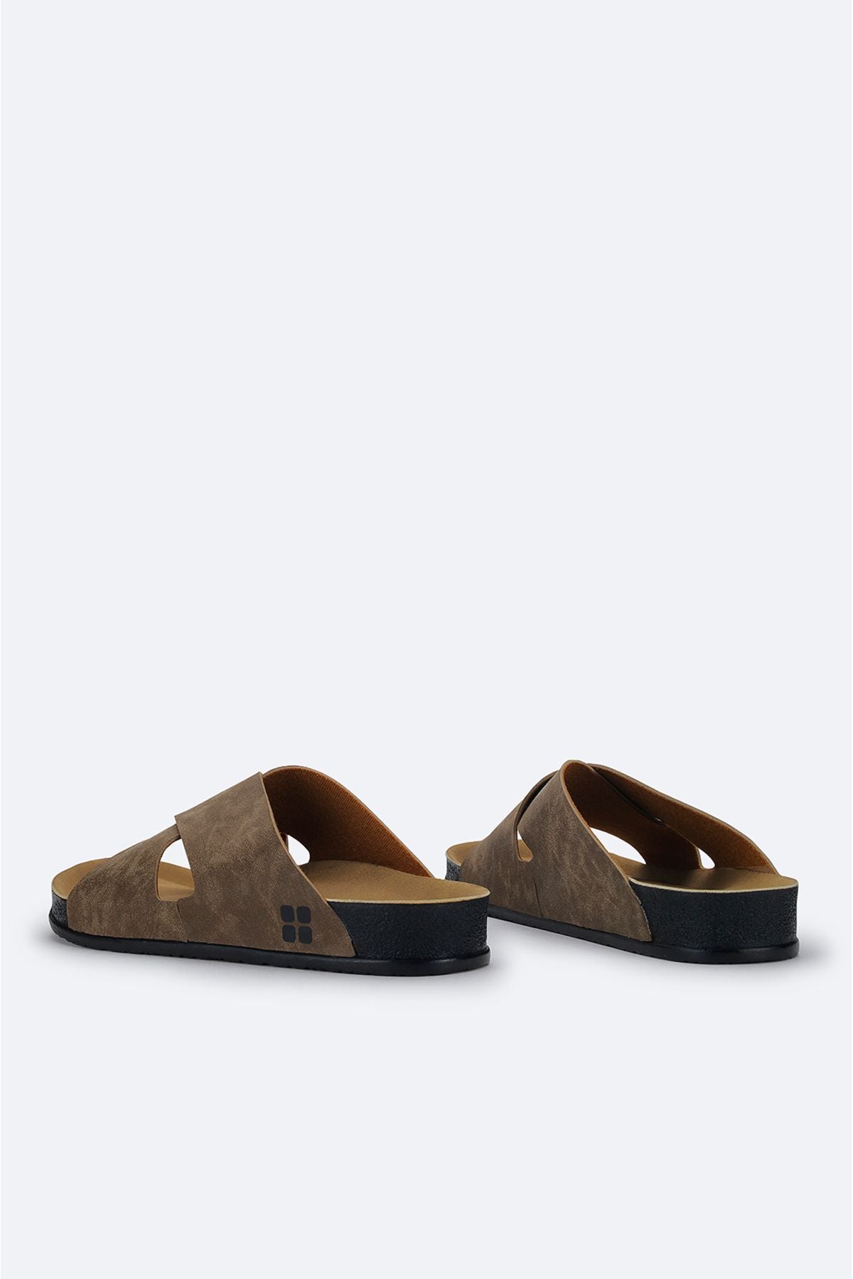 Men's mink cross -band leather -looking flexible floor slippers A41y8300