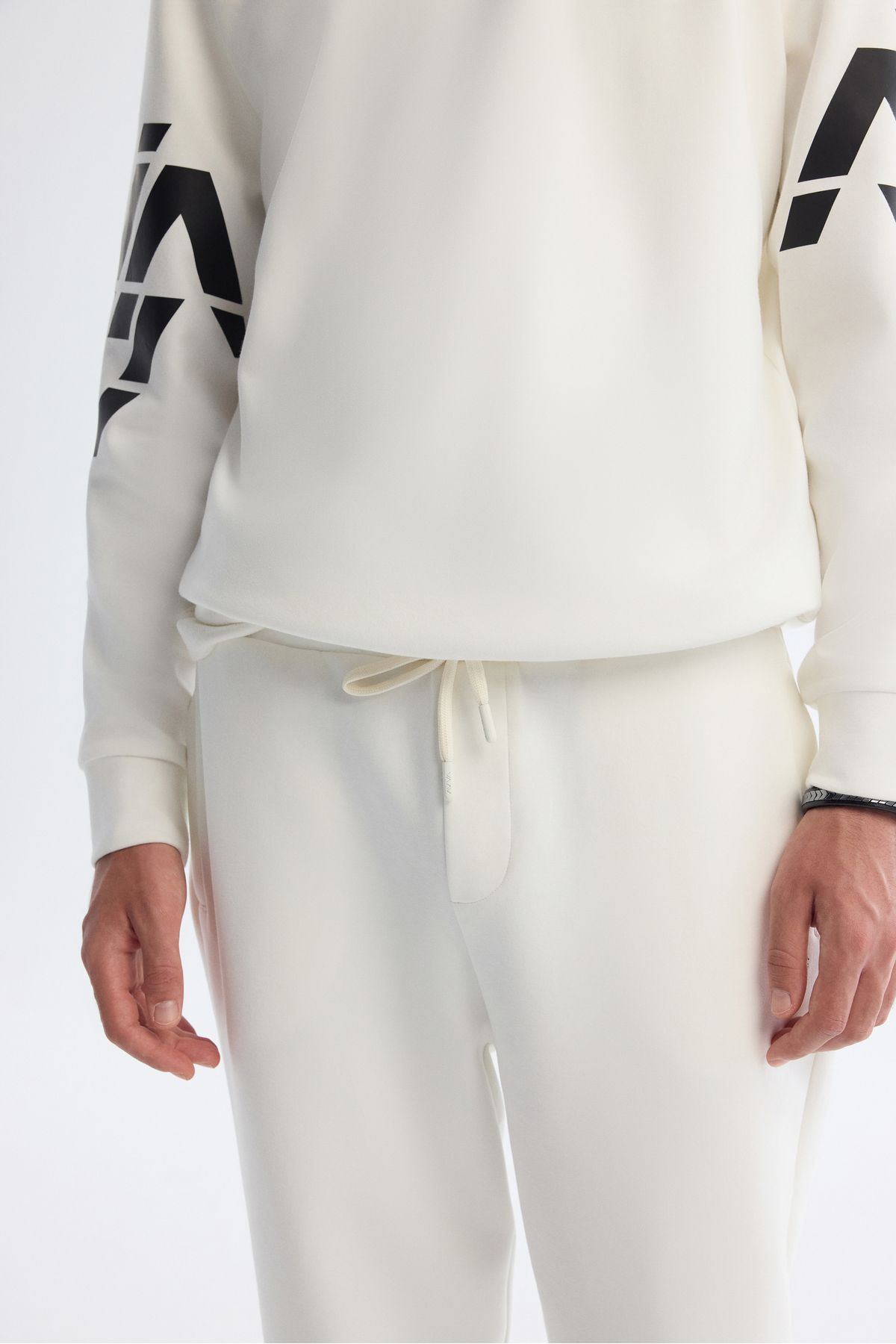 Men's Ecru Waist Elastan Elastan tracksuits with lace -up laced laced A42Y3410