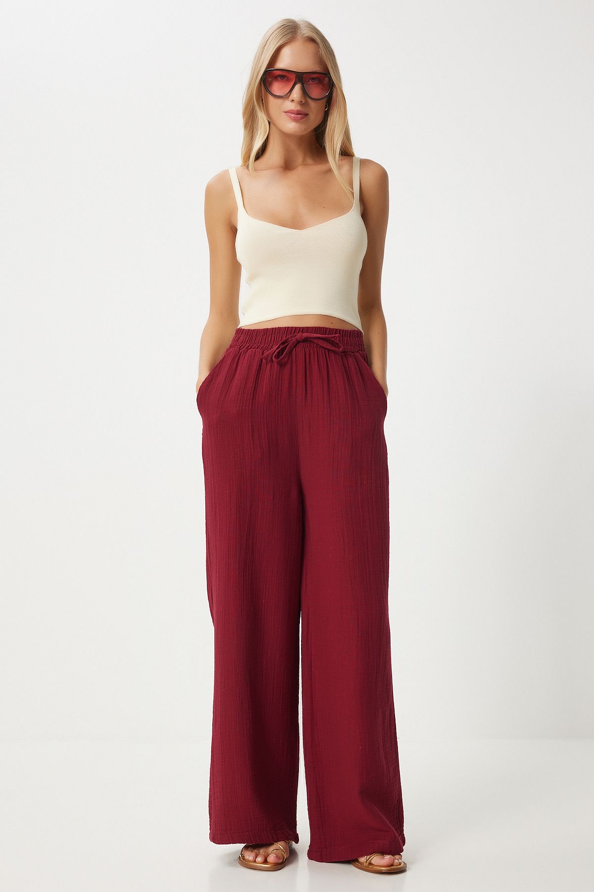 Female Bordeaux Muslin Palazzo Pants MX00160