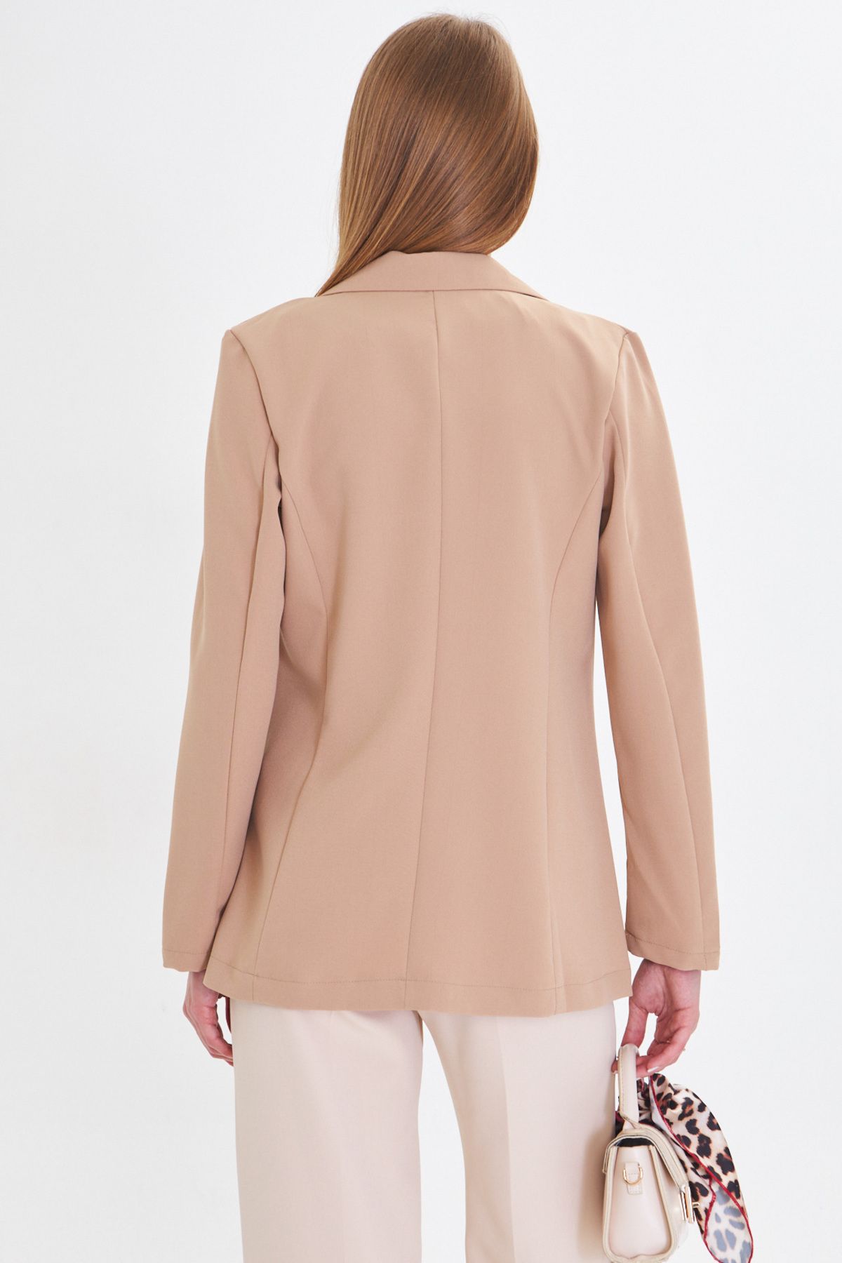 Female Beige Single button Jacket ARM-20K001020