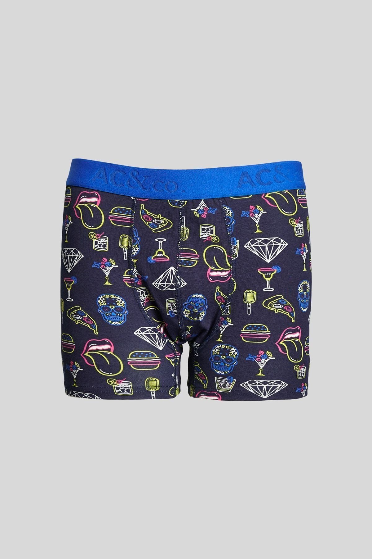 Men's Navy Blue-Saxes Blue 3 Piece Cotton Flexible Boxer Package