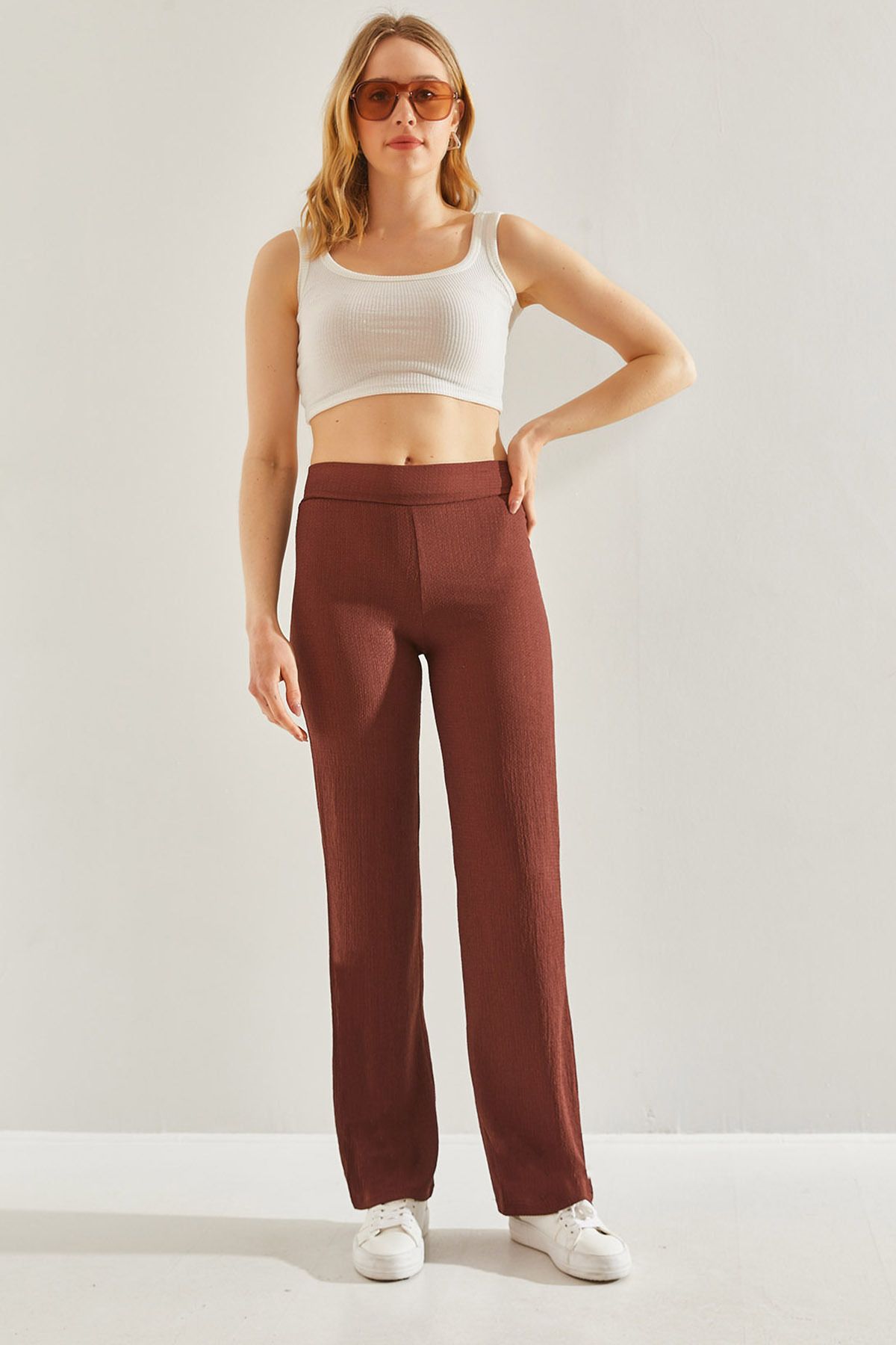 Women's waist rubber crook fabric pants 60231004