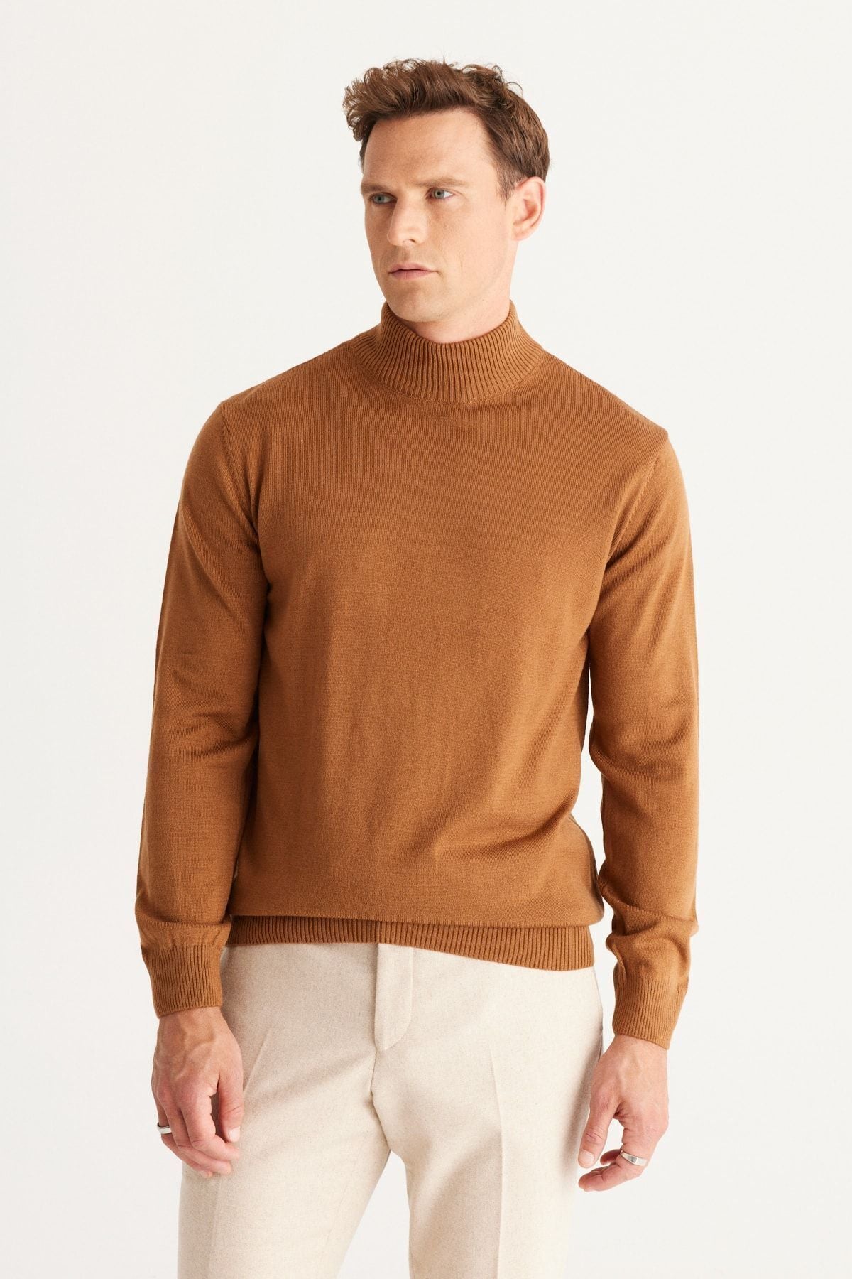 Men's Cinnamon Flash Standard Fit Normal Cut Half Fisherman Yaka knitwear sweater