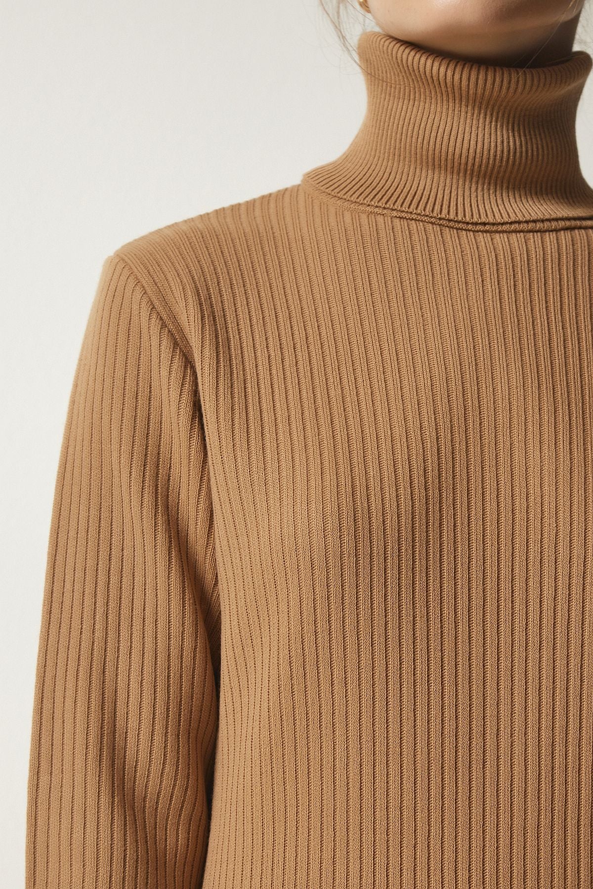 Female biscuit fisherman collar slit knitwear dress PF00038
