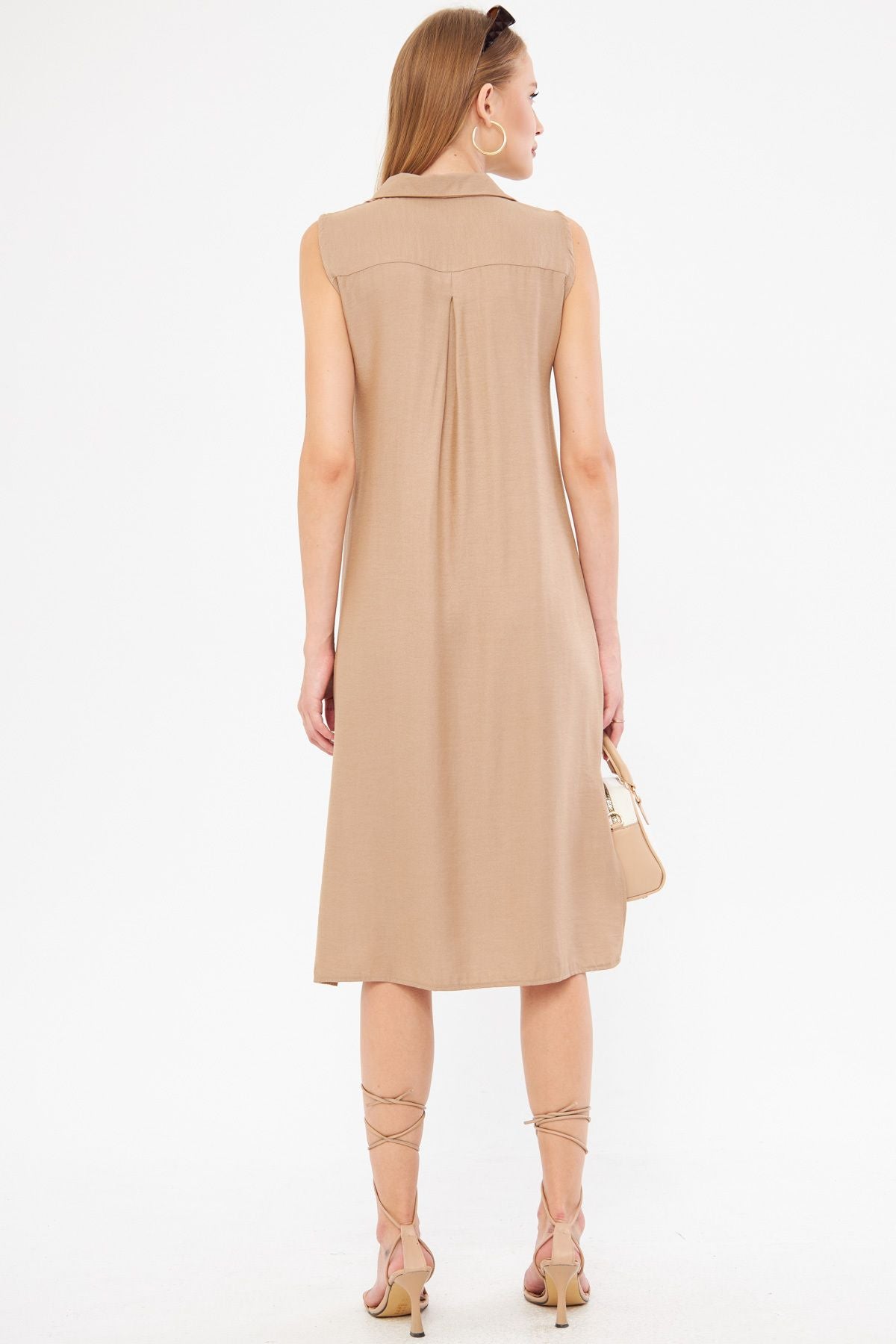 Female mink collar buttoned dress ARM-17Y00028