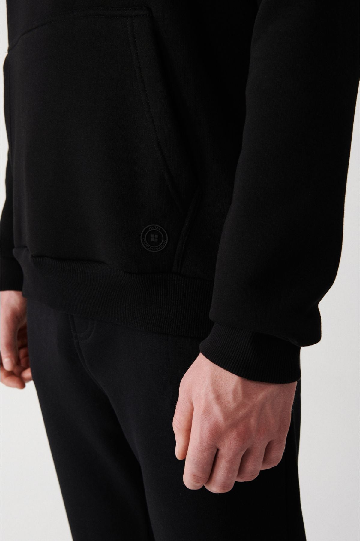 Men's black hooded 3 -IP Cotton Sweatshirt E001018