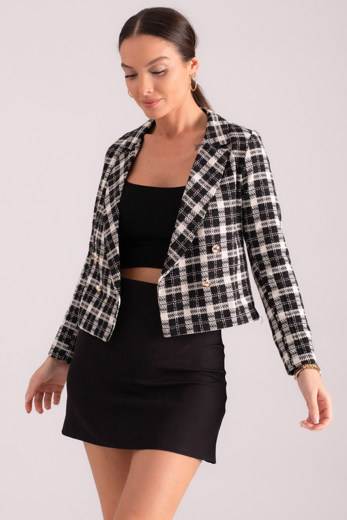 WOMEN'S BLACK-WHEEL CRABLE BRAVIT TÜVİT CROP JACKET