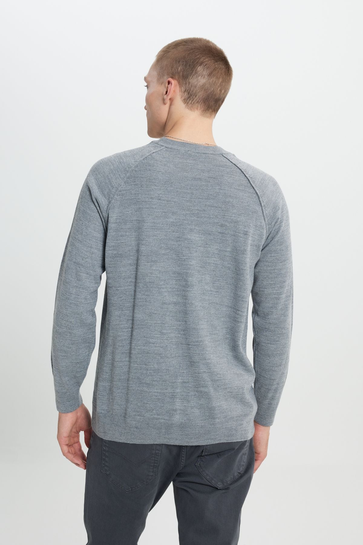 Men's Gray Standard Fit Normal Cut Bike Cyclos Jacquard Knitwear Sweater