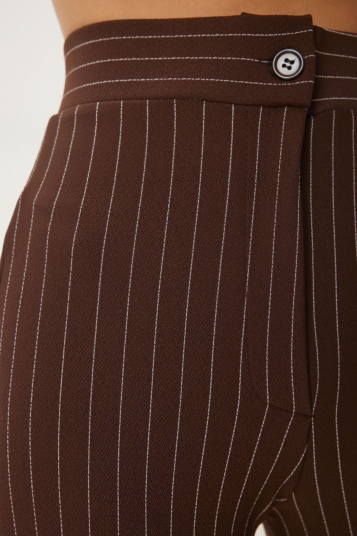 Female brown high waist striped pants RV00094