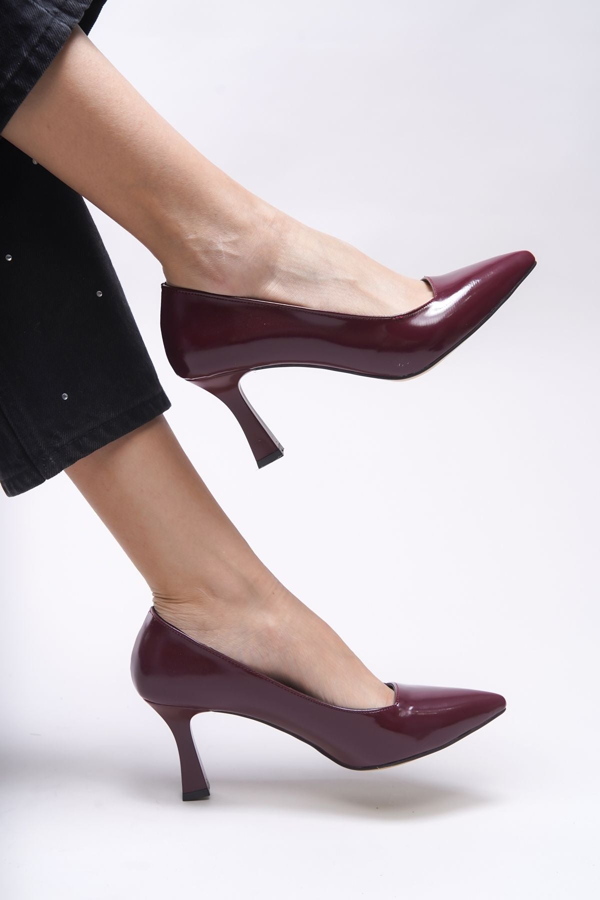 Nerironyn Female Heels Shoes 0012967 Bordeaux Patent Leather