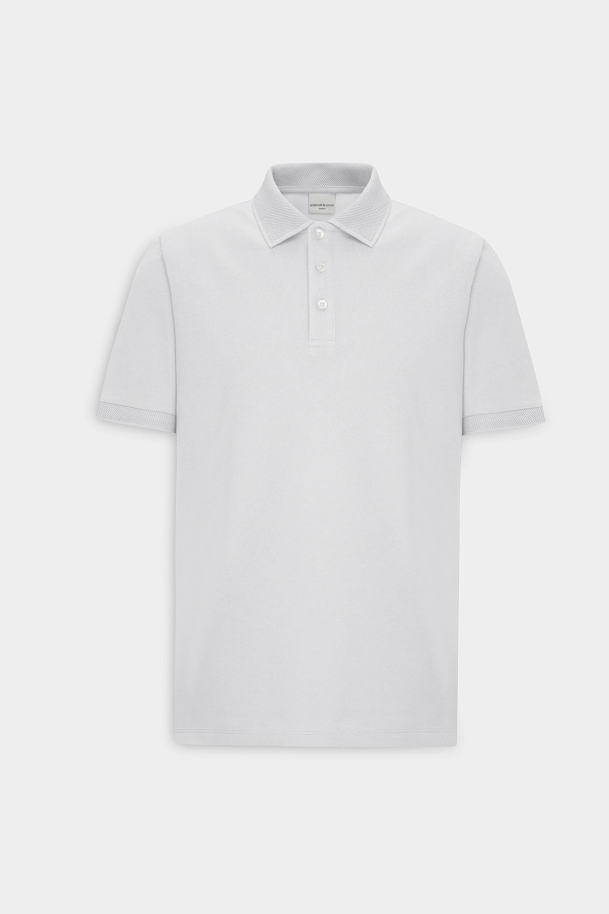 Erkek Beyaz %100 Pamuk Kıvrılmaz Pike Polo Yaka Slim Fit Dar Kesim Tişört