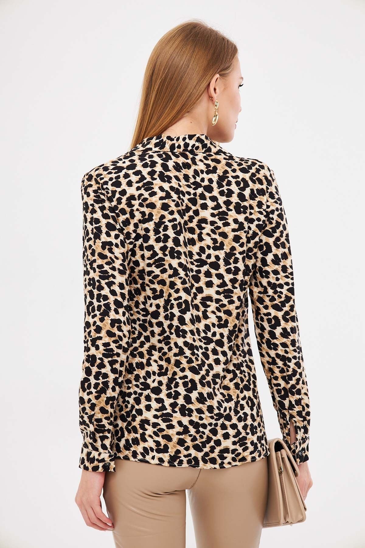 Female Beige Patterned Long Sleeve Shirt ARM-25K001040