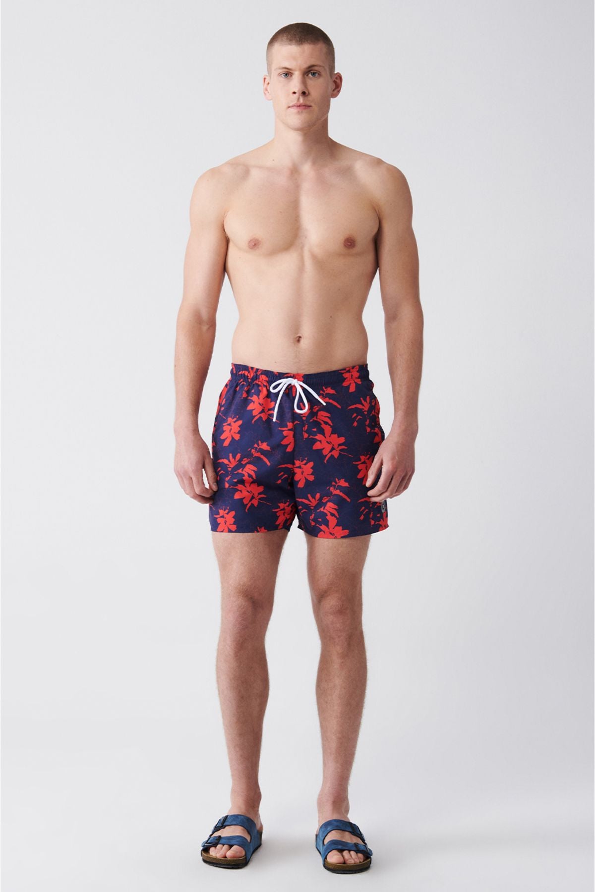Men's navy blue-red fast-drying printed standard Size Mayo Sea Short E003802