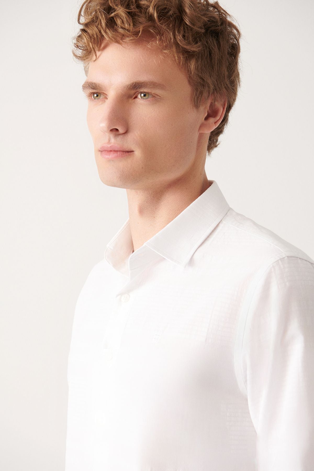 Men's white 100 %cotton textured shirt A31y2061