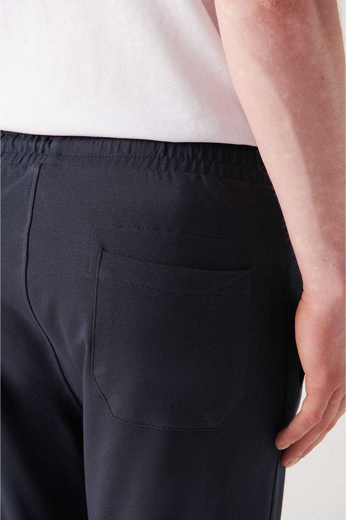 Men's Navy Blue Waist Lacıklı Side Pocket Tape 2 IP Cotton Tracksuit Six E003403