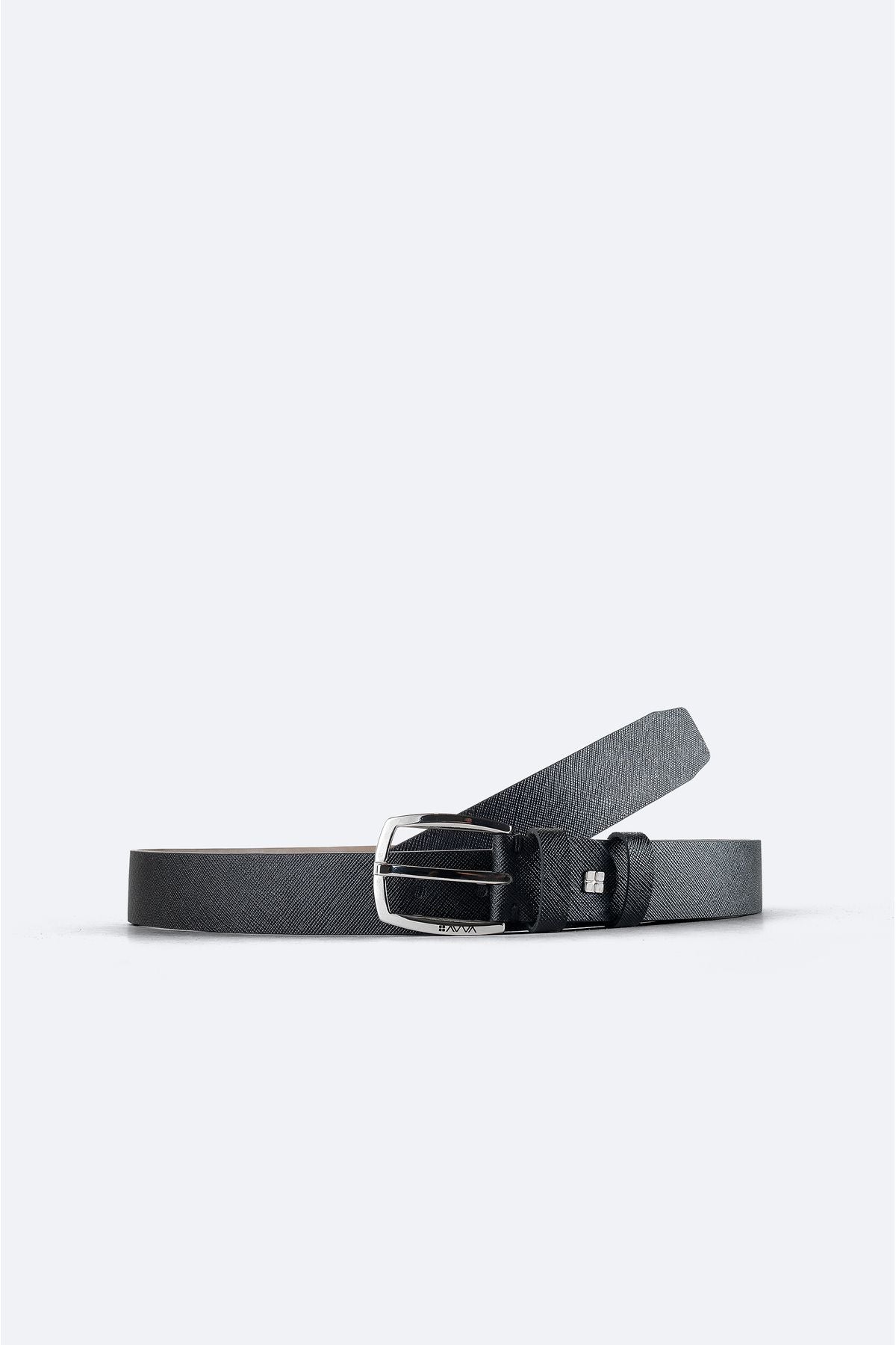 Men's black texture 100 %leather belt A41y9309