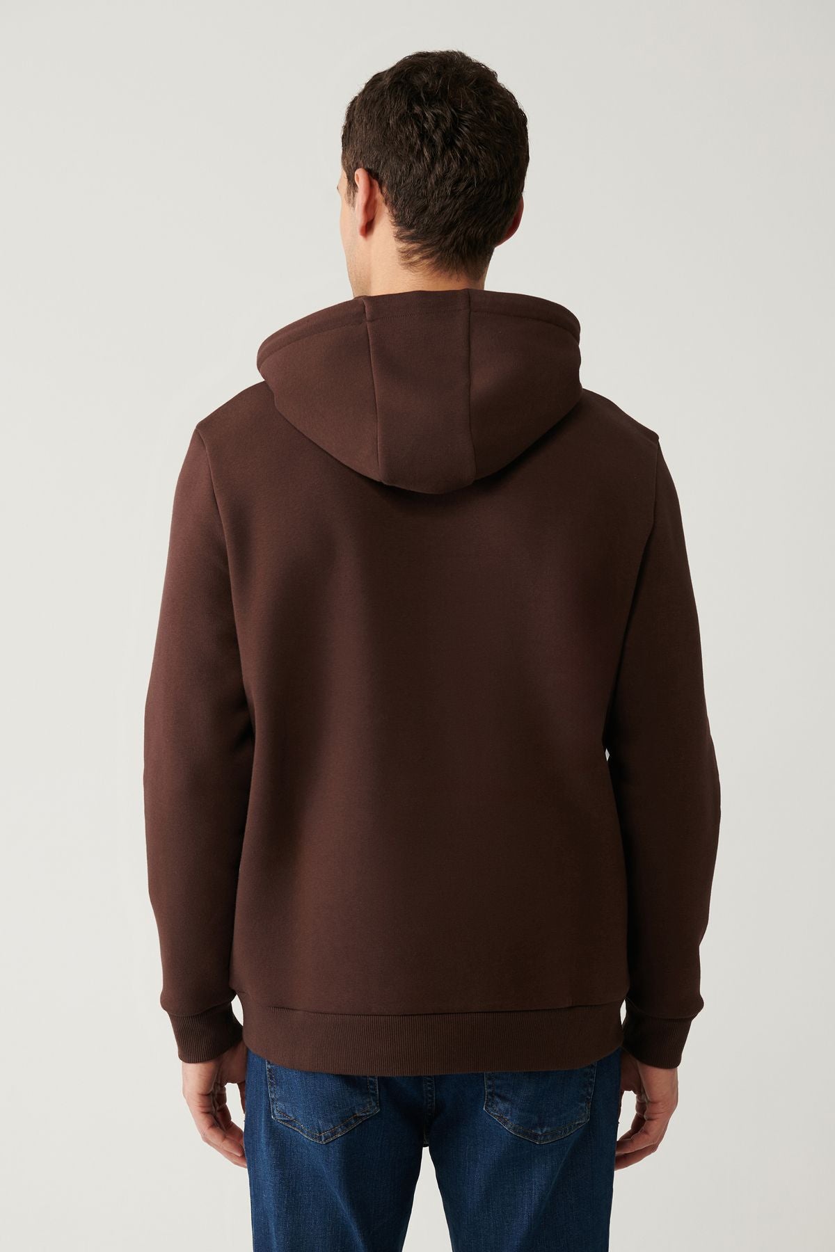 Men's brown hooded charted Sweatshirt A41y1247