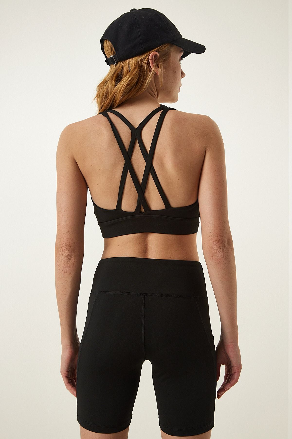 Black back cross -band knitting sports bra OW00021