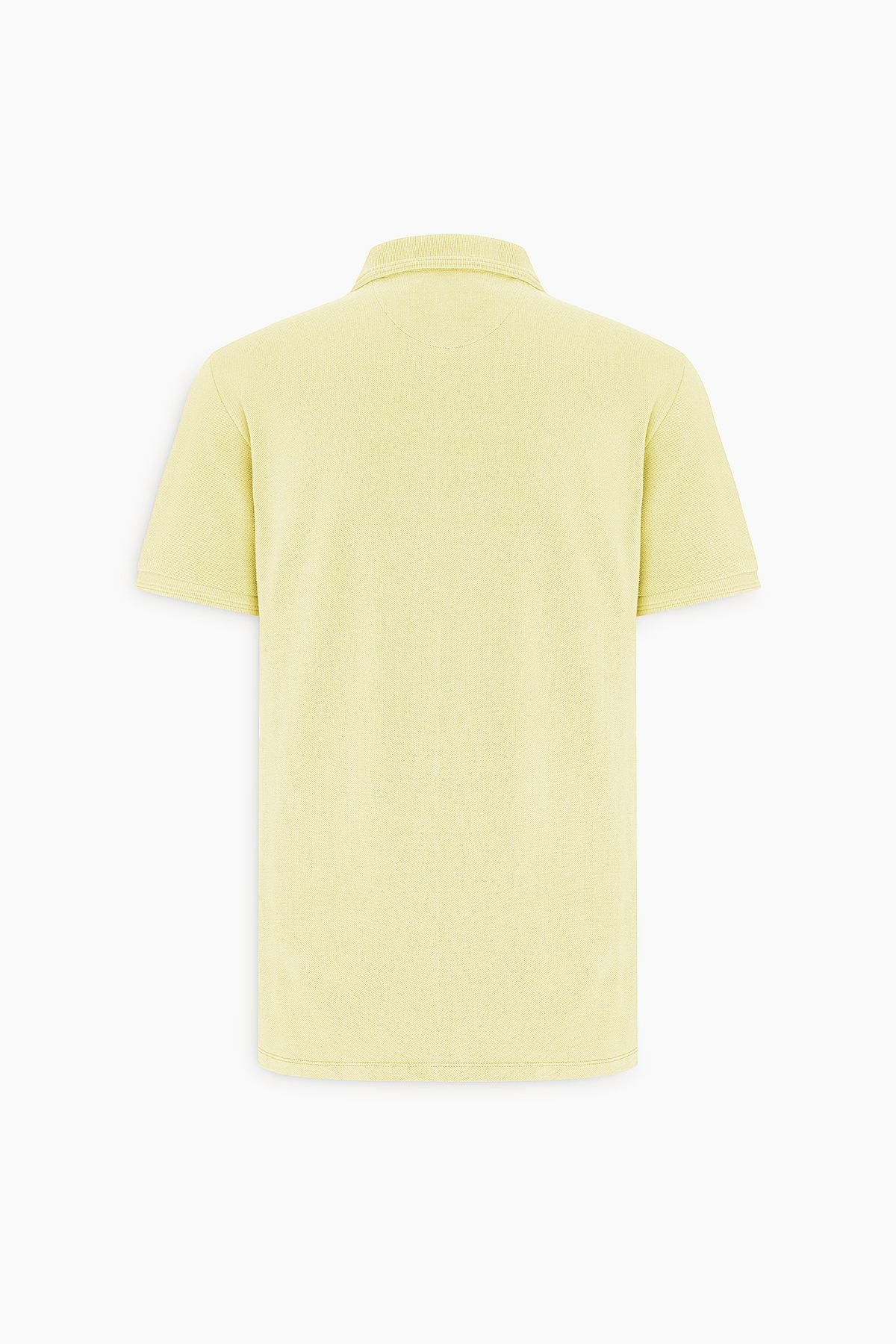 Men's yellow slim fit narrow cut polo collar 100 %cotton short sleeve t -shirt