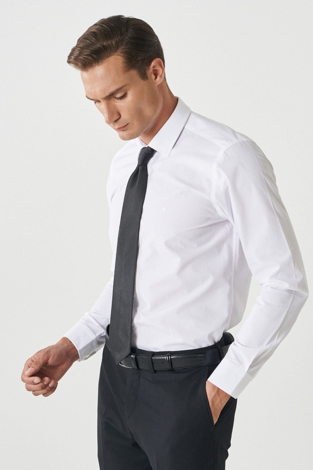 Men's White Tailorered Slim Fit Narrow Cut Shirt