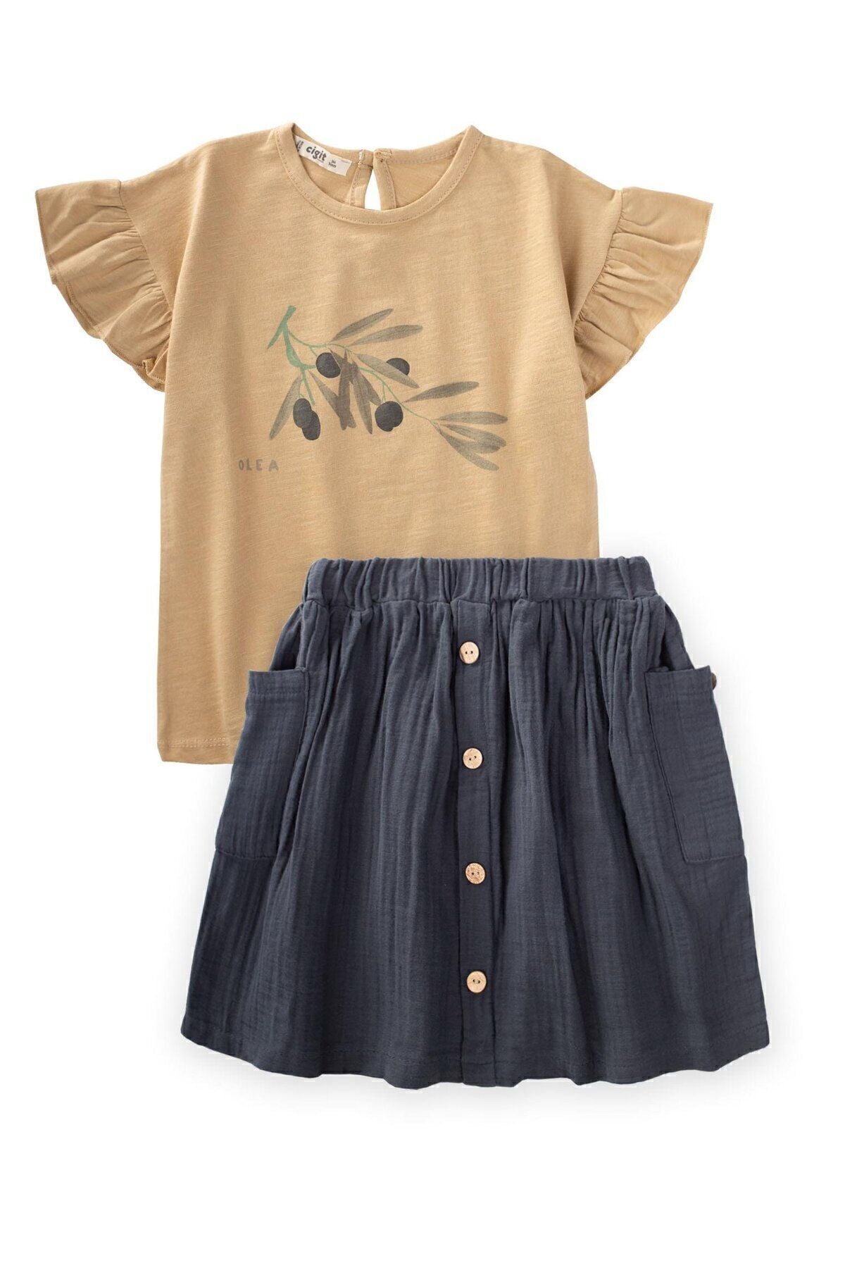 Olive Printing Organic skirt team 3-10 years old melon