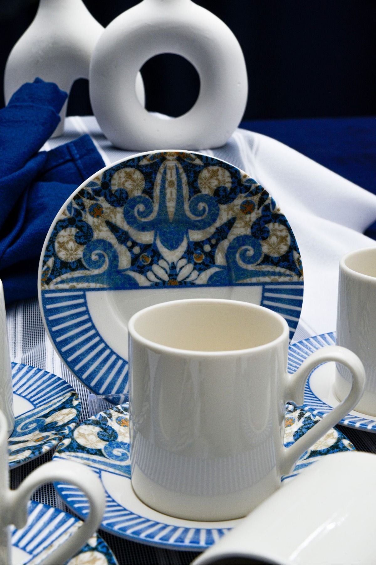 Azur 12 Piece 6 Person Porcelain Coffee Cup Set