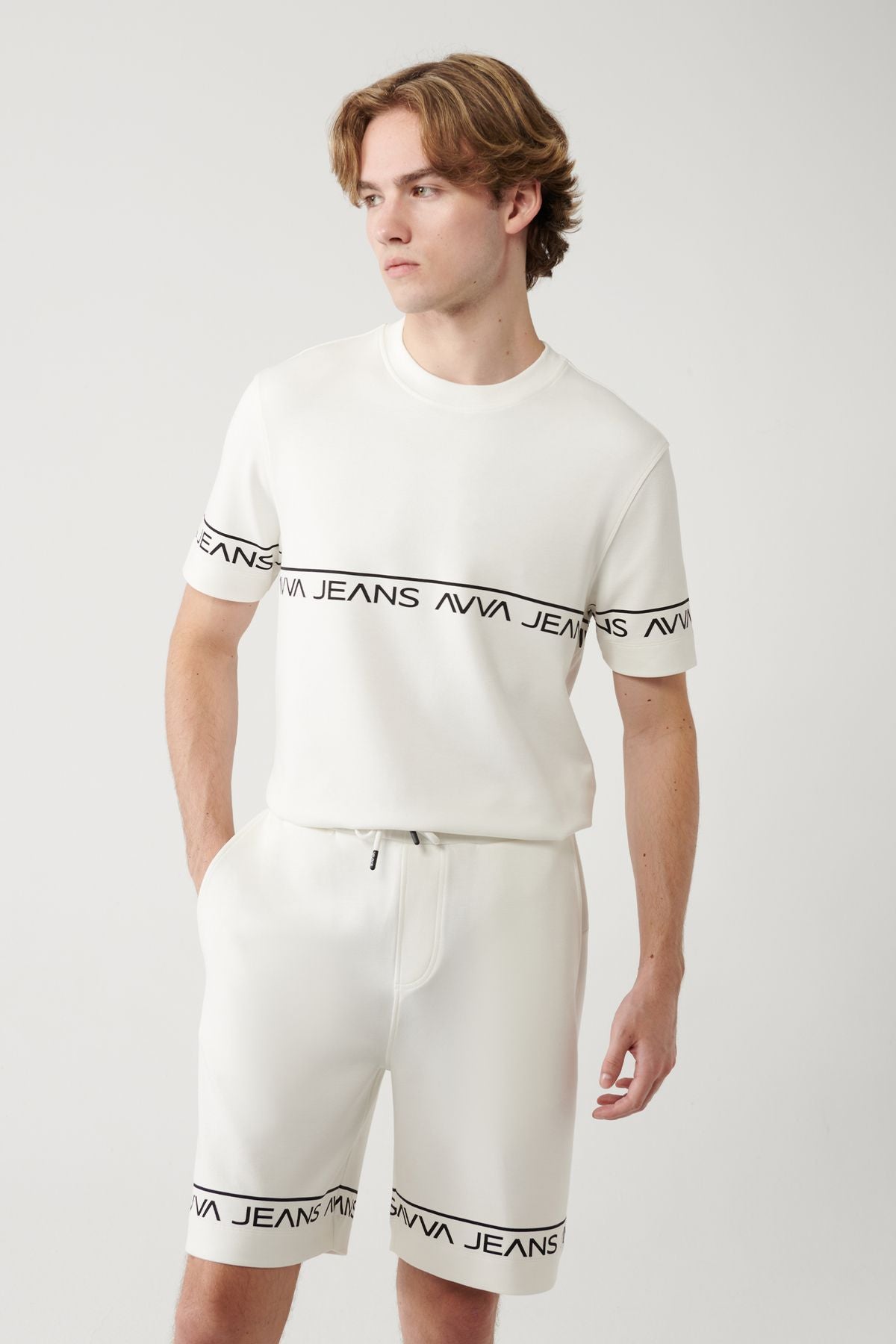 Men's White Printed Bicycle Yaka Soft Touch T-shirt A41y1329