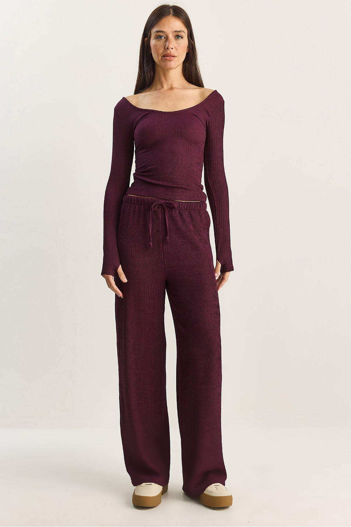 Women's Wide Leg Crinkle Knitted Trousers 4108 60283847