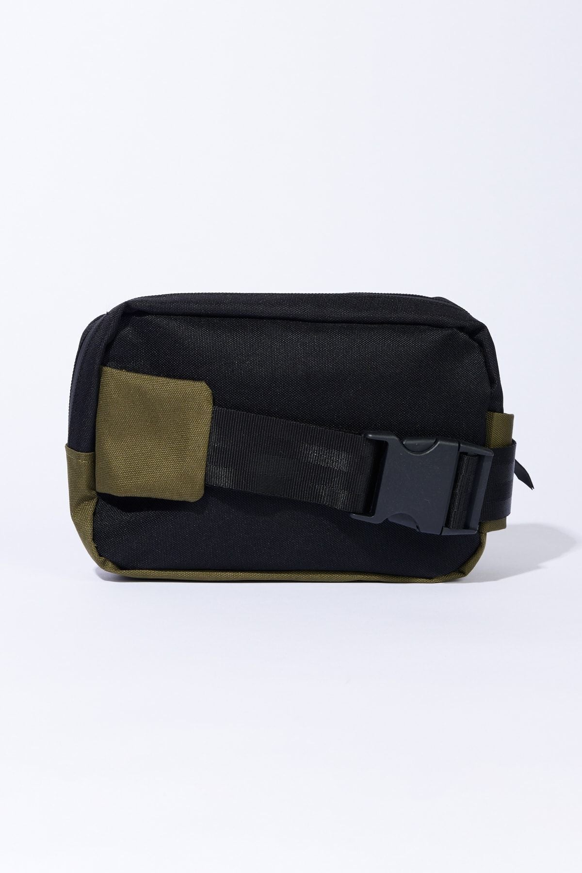 Men's Black-Haki Zippered Double Parts Waist Bag