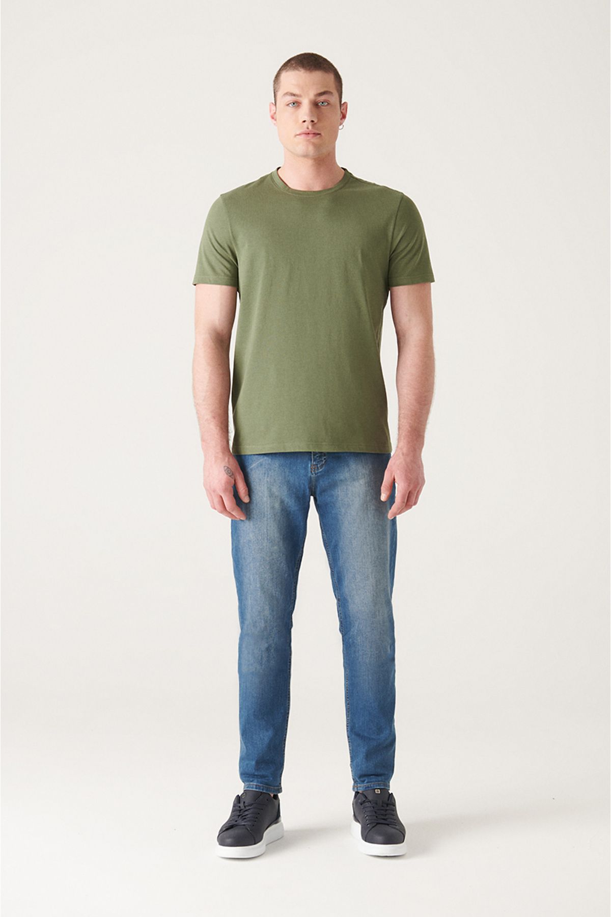 Male Khaki 100 %Cotton Breathing Bicycle Yaka T-Shirt E001000