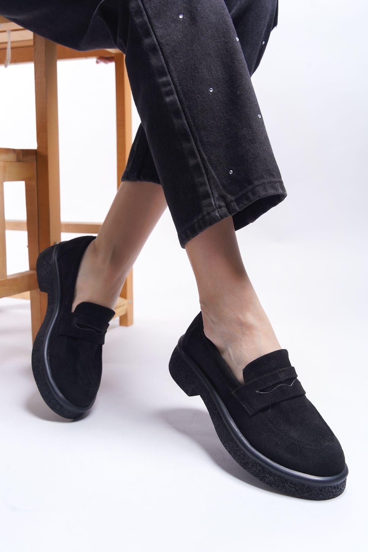 Ashlalona Woman Loafer 00121201 Μαύρο καστόρι