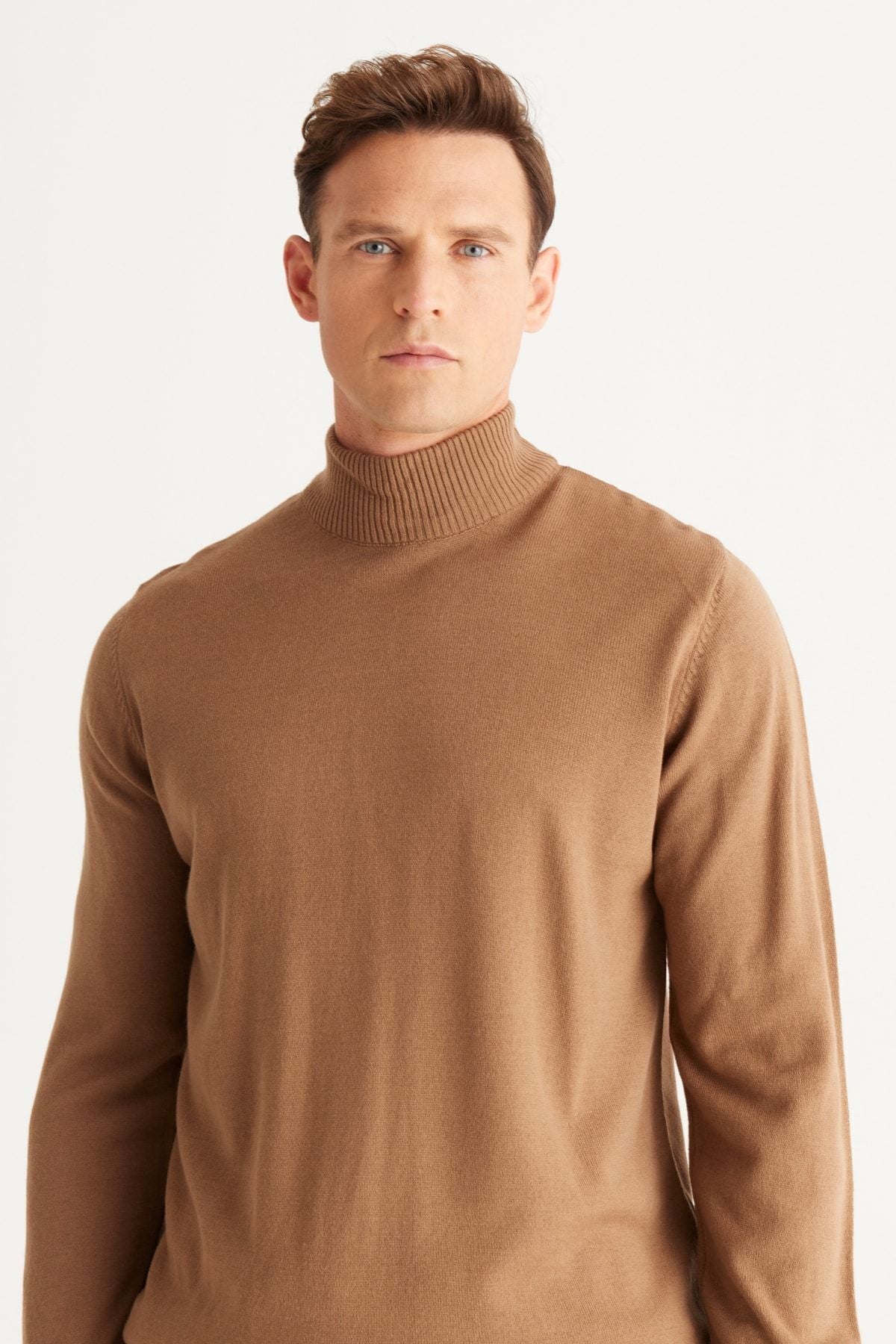 Men's mink hair does not make standard fit normal cut half fisherman collar knitwear sweater