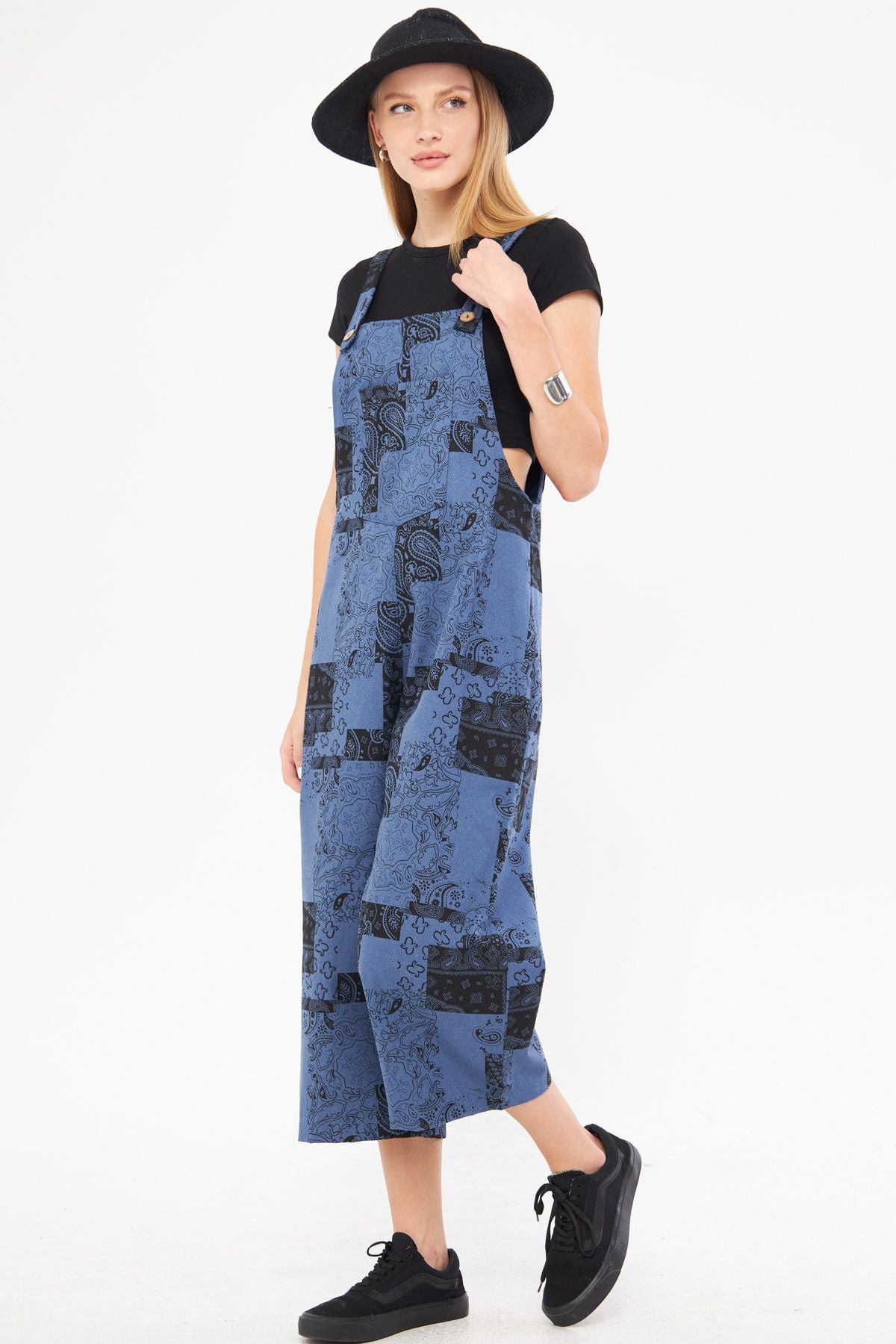 Woman Dark Blue Patterned Gardener Tulum Arm-24y001106