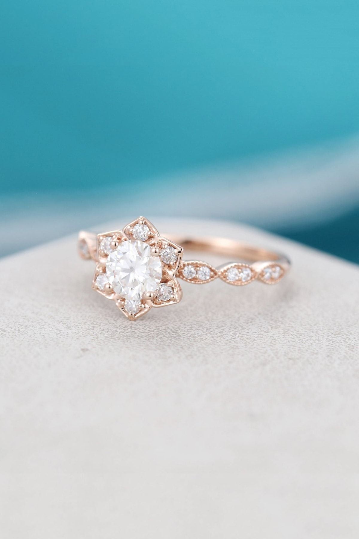 Flower Model Vintage Adjustable 14 K Rose Gold Plated Woman Ring