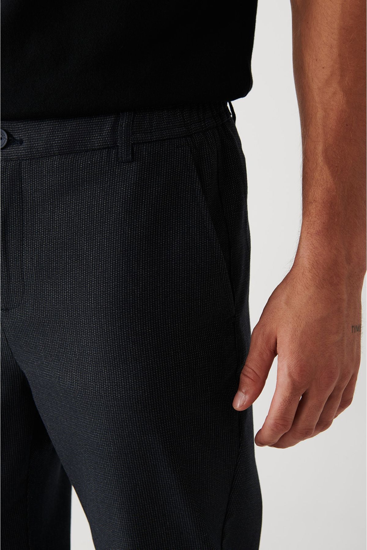 Men's navy blue side pocket side with rubber pants A32y3085