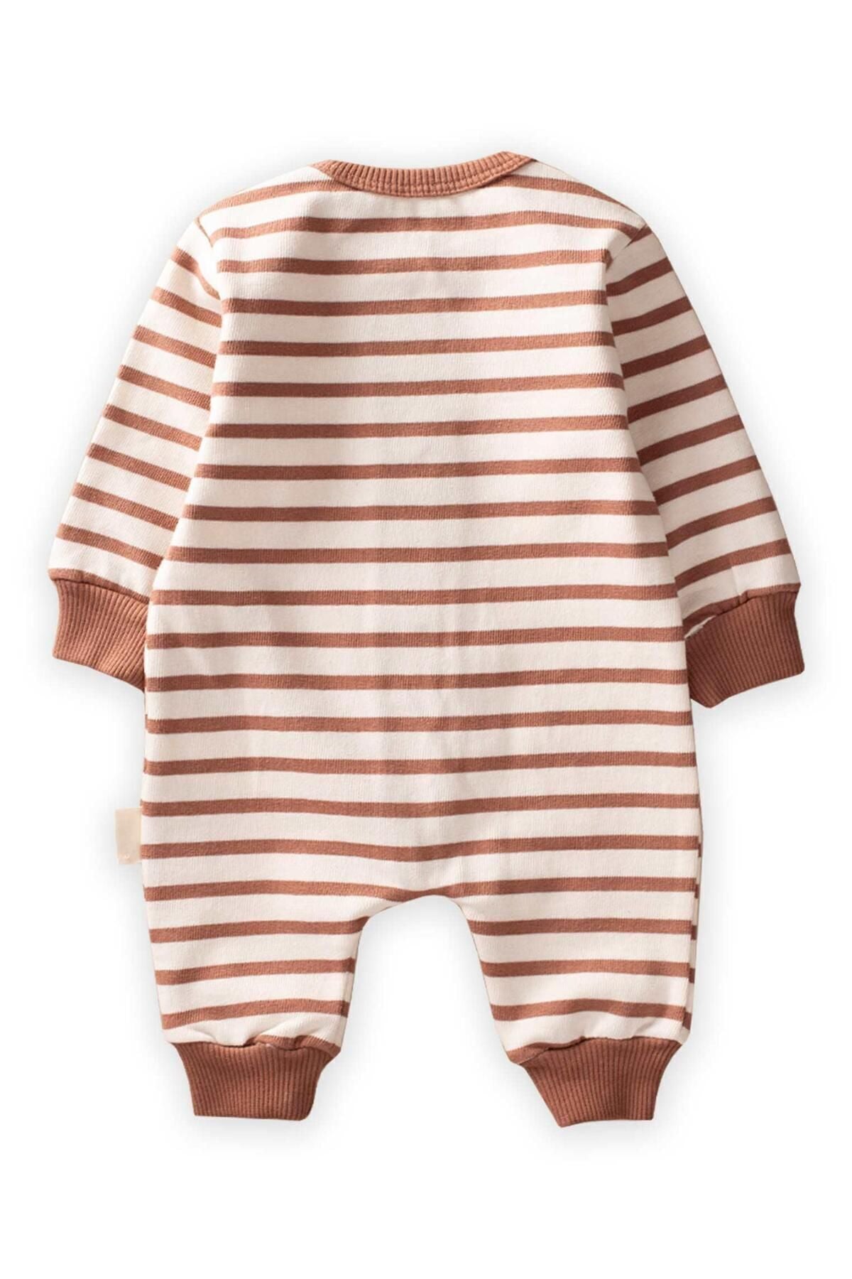Striped knitwear jumpsuits 0-3 years old coffee