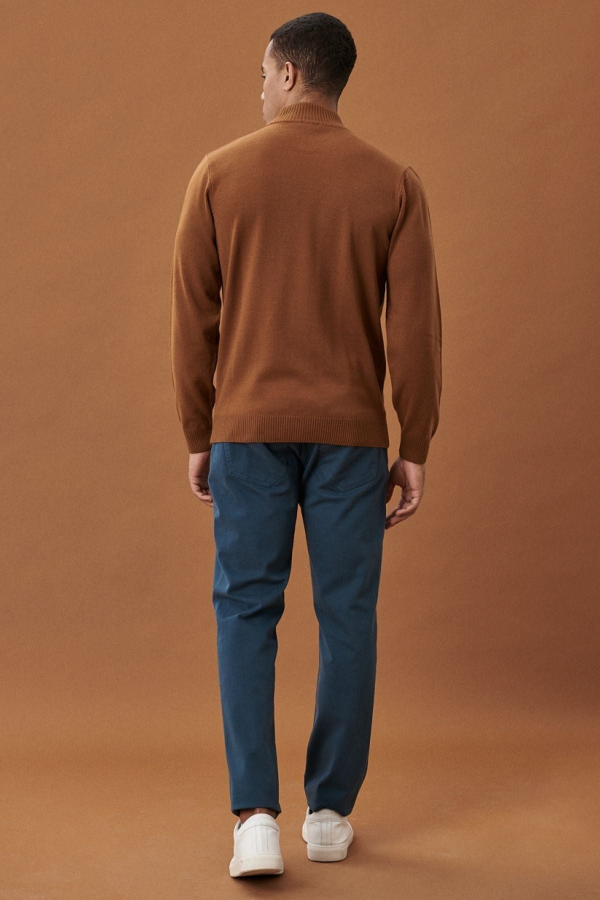 Men's oil slim fit narrow cut cotton flexible chino pants
